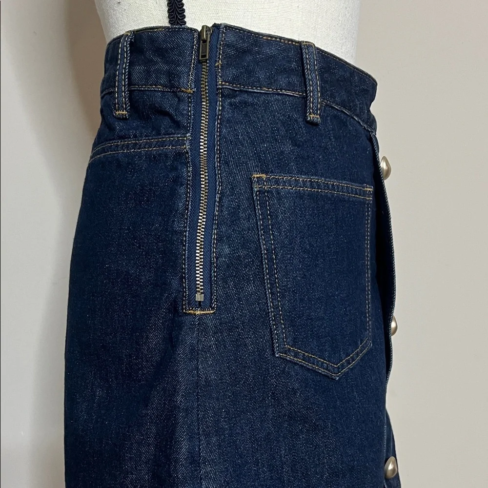 👖🚙👥Dark Blue Button-Front Denim Mini Skirt